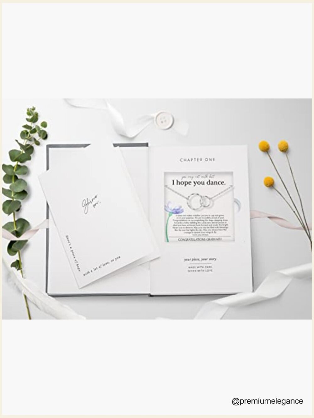 2 Interlocking Rings Necklace Graduation Gift with Card & Box - Picture 6 of 7
